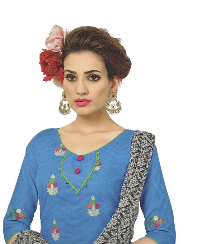 Embroidered Jacquard Cotton Unstitched Dress Material For Women only in Bigswipe