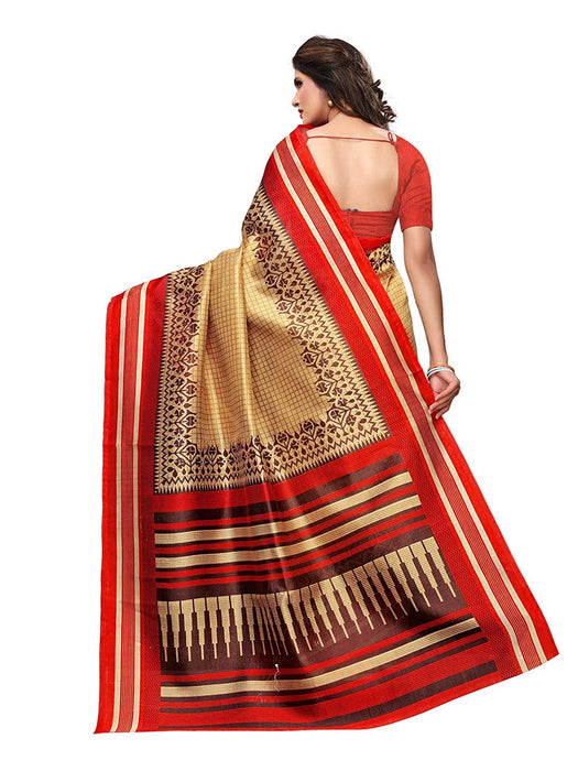 Beige, Red, Brown Color Poly Silk Saree only in Bigswipe