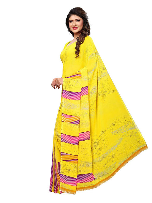 Yellow, Multi Color Georgette Saree