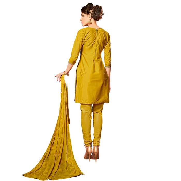 Glaze Cotton Fabric Yellow Color Dress Material only in Bigswipe