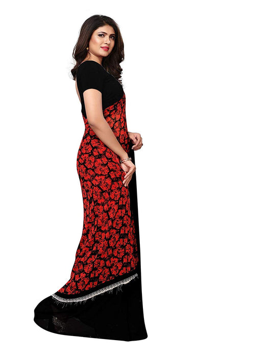 Black, Red Color Georgette Saree only in Bigswipe