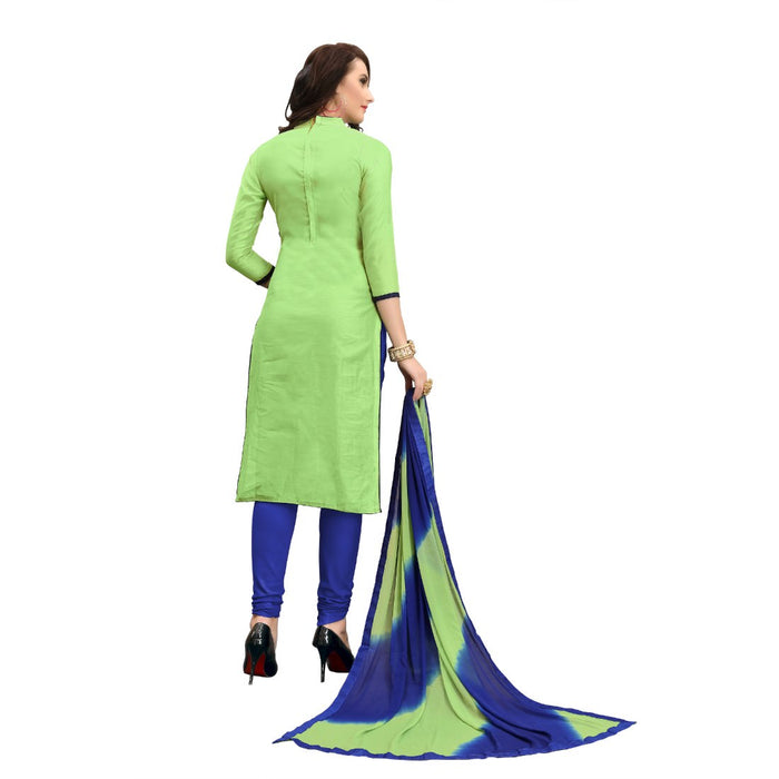 Chanderi Cotton Fabric Green Color Dress Material only in Bigswipe