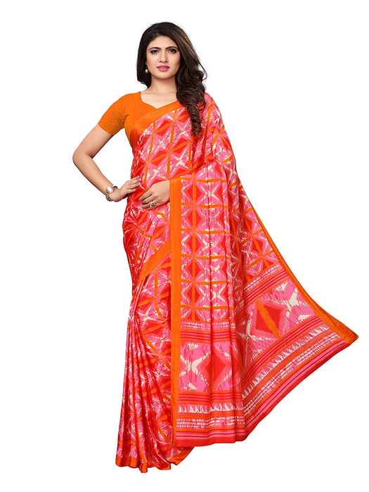 Pink, Orange, Multi Color Crepe Saree only in Bigswipe