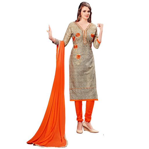 Cotton Fabric Beige Color Dress Material only in Bigswipe