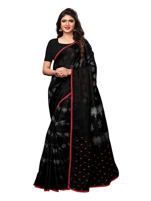 Black Color Vichitra Silk (Art Silk) Saree only in Bigswipe