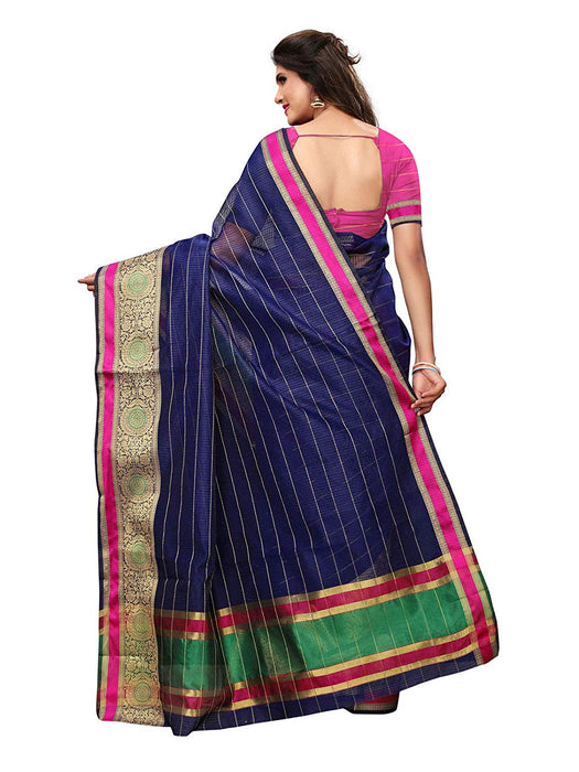 Navy Blue Color Chanderi Silk Saree only in Bigswipe