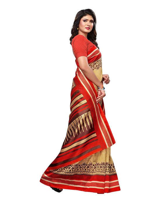 Beige, Red, Brown Color Poly Silk Saree only in Bigswipe