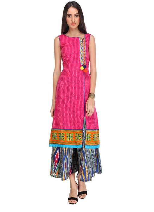 Pink Color Printed Rayon Flex Kurti only in Bigswipe