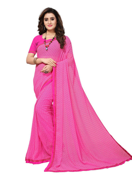 Pink, Off White Color  Georgette Saree only in Bigswipe