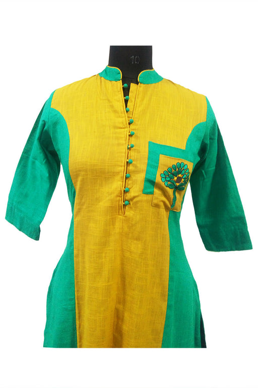 Long Straight Embroidery Kurti With Cotton Slub only in Bigswipe