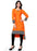 Orange Color Printed Border,Butttons Rayon Kurti only in Bigswipe