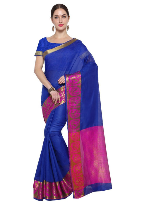 Blue Color Cotton Silk Saree only in Bigswipe