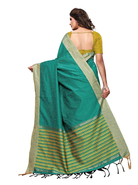 Turquoise Color Tussar Silk (Art Silk) Saree