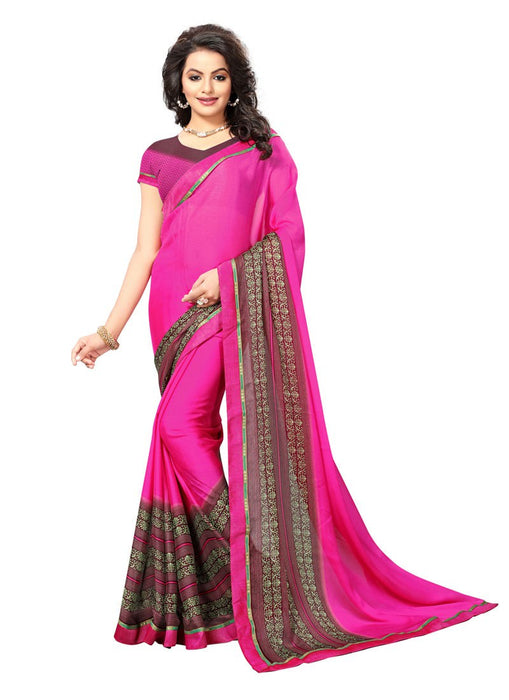 Pink, Multi Color  Chiffon Georgette Saree only in Bigswipe