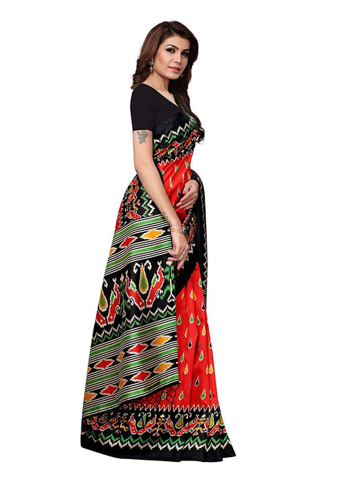 Red, Black, Multi Color Poly Silk Saree