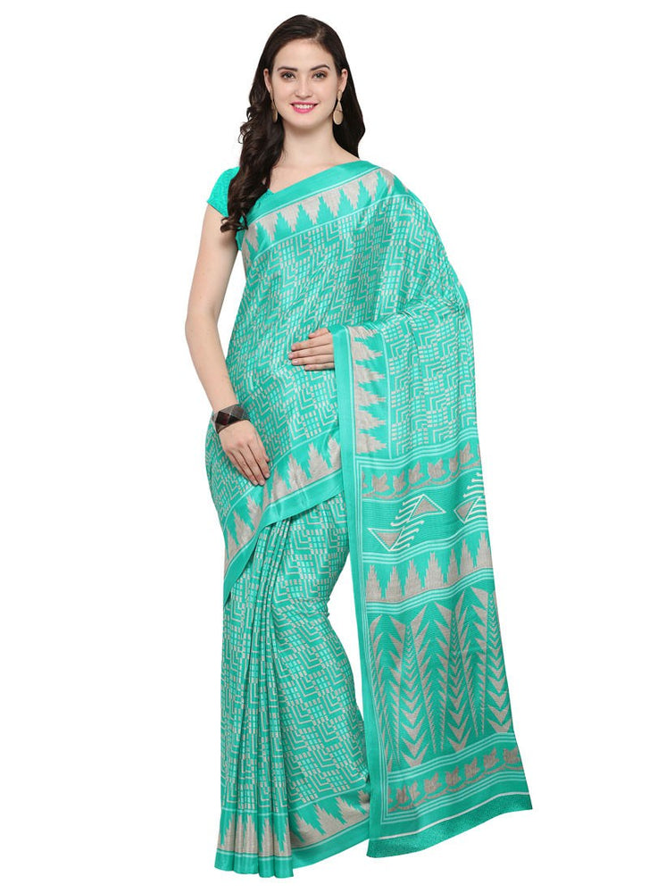 Green,Beige Color Crushed Georgette Saree only in Bigswipe