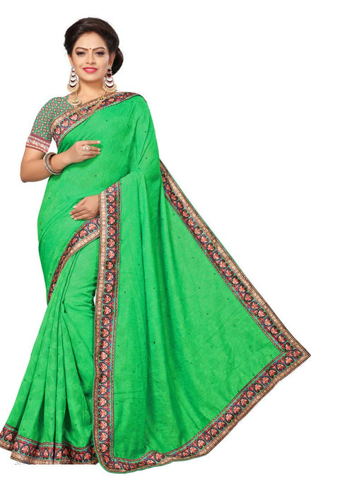 Green Color Bhagalpuri Silk Saree only in Bigswipe