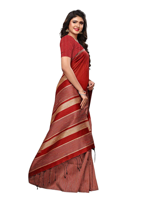 Maroon, Beige Color Tussar Silk (Art Silk) Saree only in Bigswipe