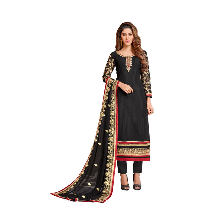 Georgette Fabric Black Color Dress Material only in Bigswipe