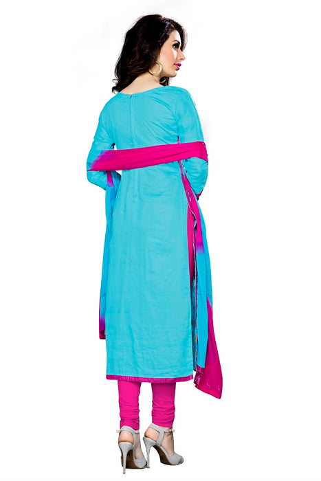 Womens Designer Sky Blue Cotton Partywear Salwar Suit Dress Material For Womens