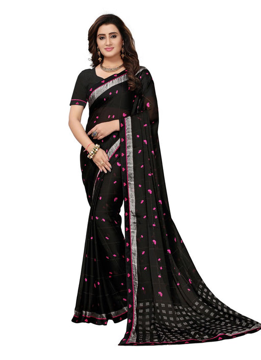 Black, Pink Color  Georgette Saree only in Bigswipe