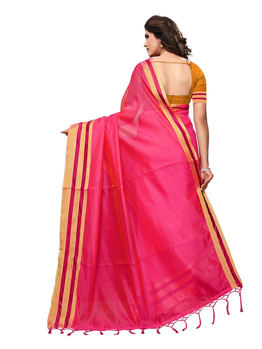 Pink Color Chanderi Silk Saree only in Bigswipe