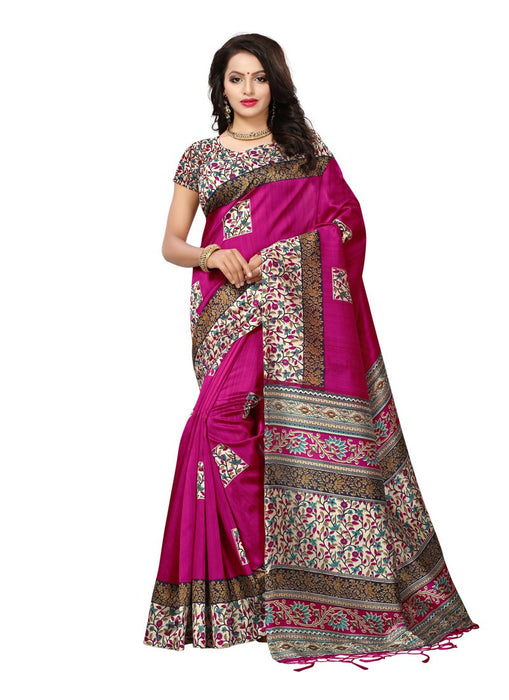 Magenta, Multi Color  Poly Silk Saree only in Bigswipe