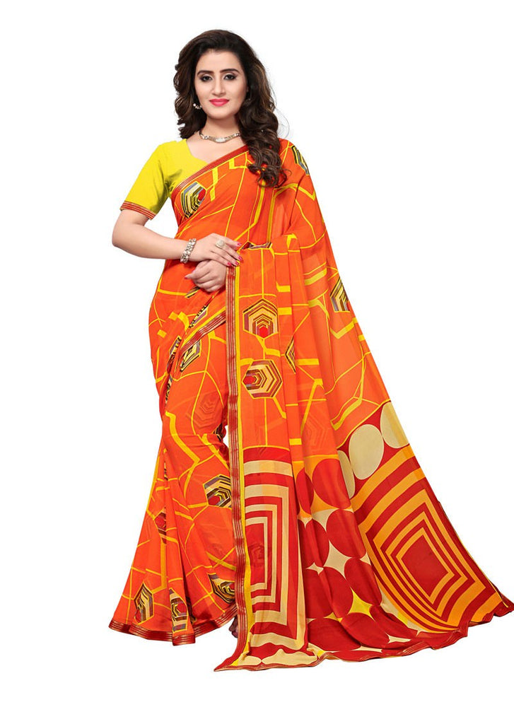 Orange, Multi Color  Georgette Saree only in Bigswipe