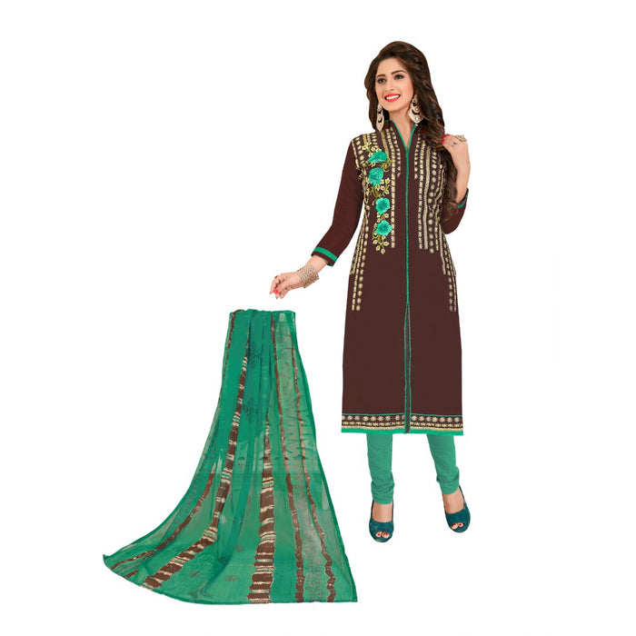 Chanderi Fabric Brown Color Dress Material only in Bigswipe