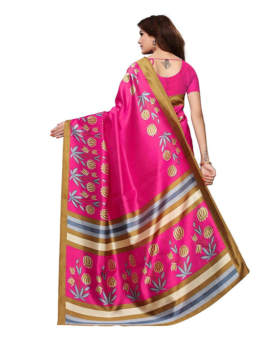 Pink, Multi Color Poly Silk Saree only in Bigswipe