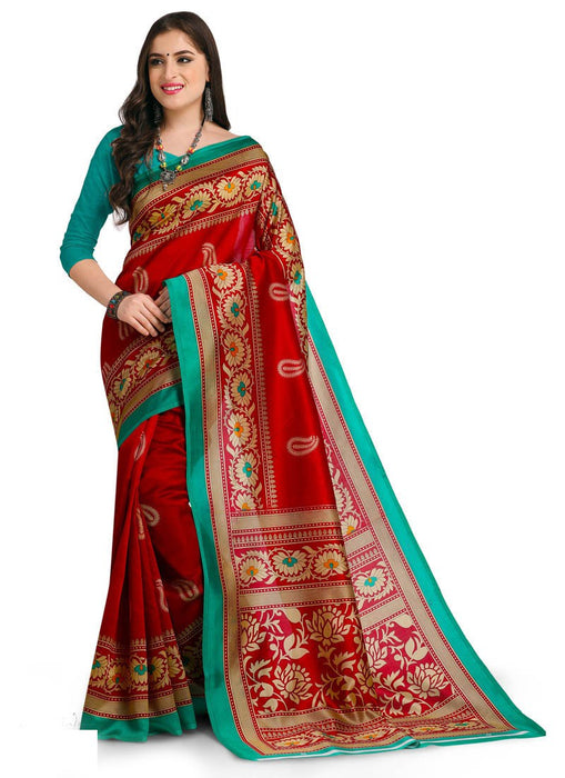 Maroon, Multi Color  Poly Silk Saree only in Bigswipe