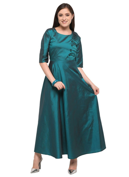 Peacock Green Color Plain Poly Silk (Two Tone Silk) Kurti only in Bigswipe