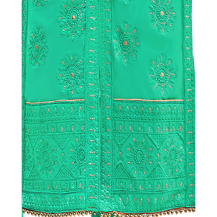 Georgette Fabric Sea Green Color Dress Material only in Bigswipe