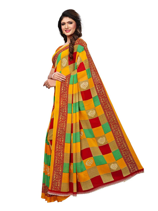 Yellow, Multi Color Georgette Saree