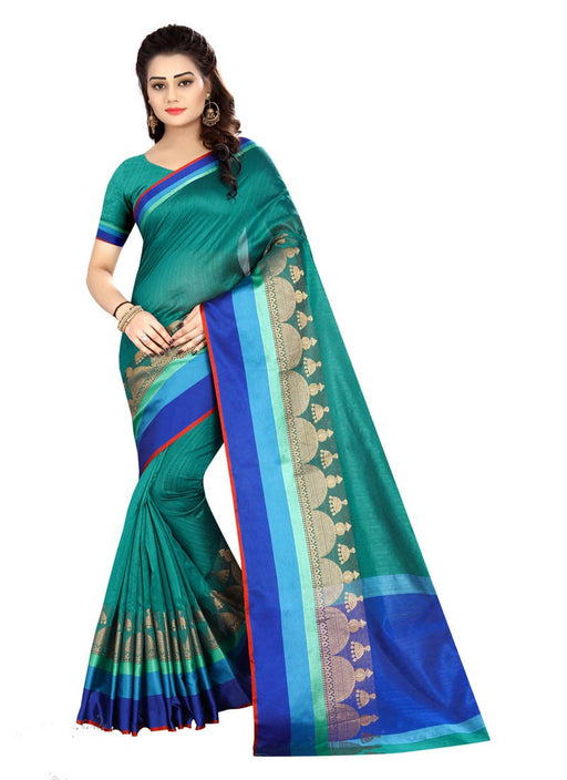 Peacock Blue Color  Bhagalpuri Silk Saree only in Bigswipe