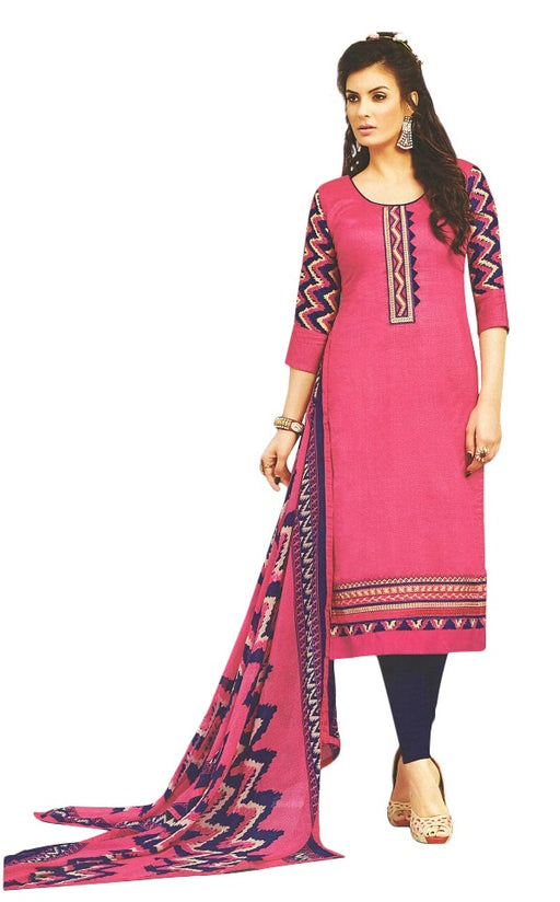 Embroidered Cotton Satin Unstitched Dress Material For Women only in Bigswipe