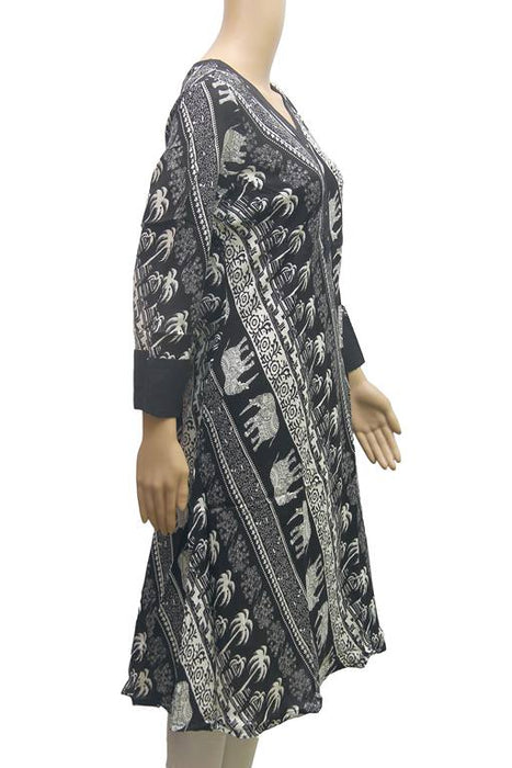 Rayon Elephant Printed Women’s Kurti In Black