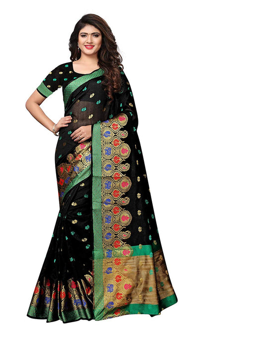 Black Color Chanderi Silk Saree only in Bigswipe