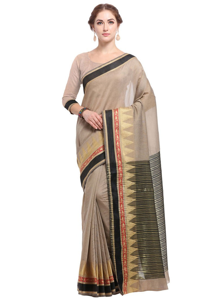 Beige Color Cotton Silk Saree only in Bigswipe