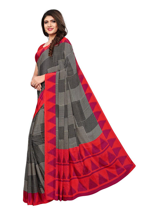 Black, Beige, Red Color Crepe Saree only in Bigswipe