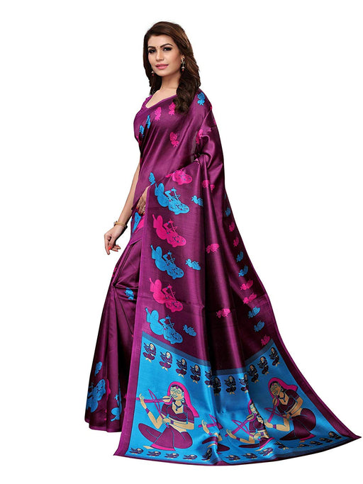 Purple, Blue, Multi Color Poly Silk Saree