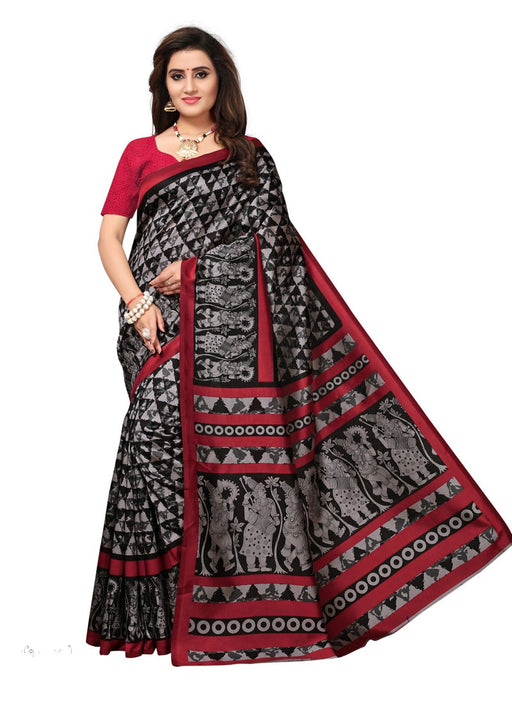 Black, Grey, Maroon Color  Poly Silk Saree only in Bigswipe