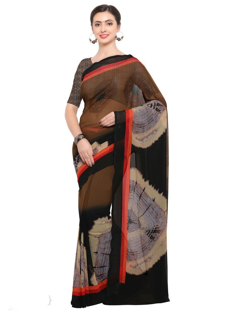 Black, Brown Color Georgette Saree only in Bigswipe