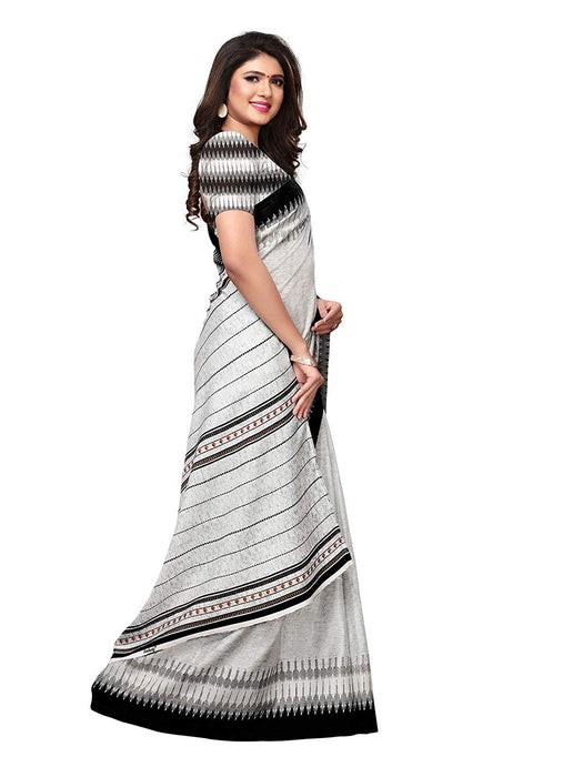 Grey, Black Color Vichitra Silk (Art Silk) Saree only in Bigswipe