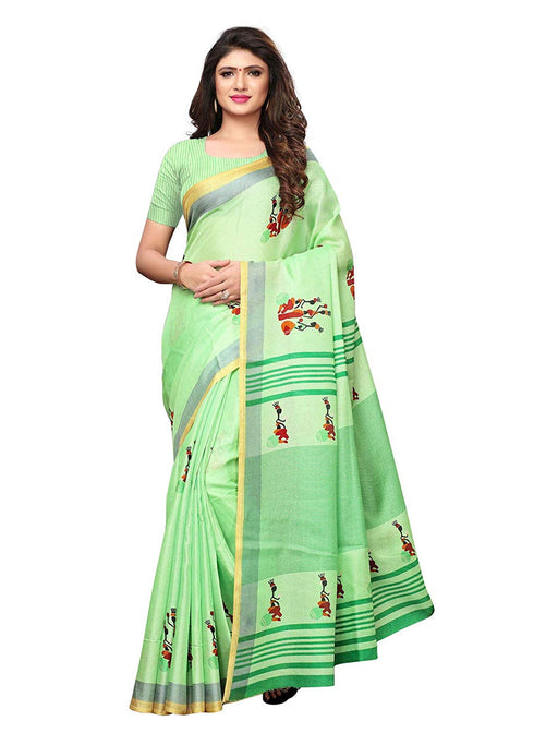 Green, Multi Color Poly Silk Saree only in Bigswipe