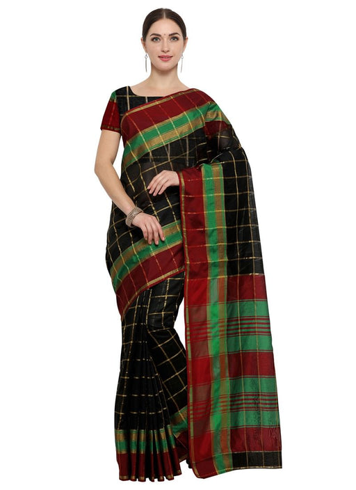 Black Color Poly Silk Saree only in Bigswipe