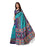 Turquoise, Navy Blue, Multi Color Poly Silk Saree