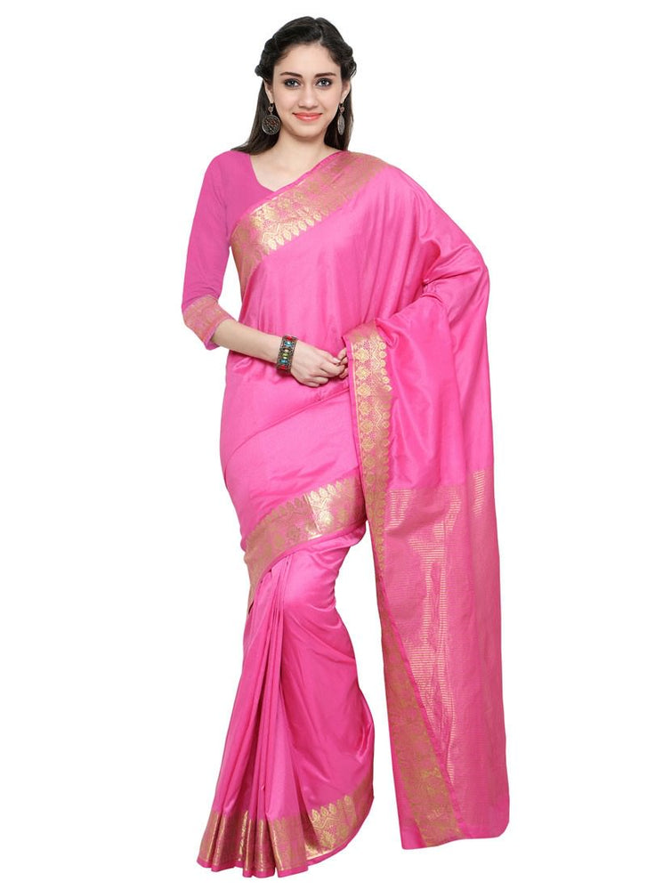 Pink Color Chanderi Cotton Saree only in Bigswipe