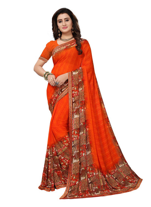 Orange, Multi Color  Georgette Saree only in Bigswipe