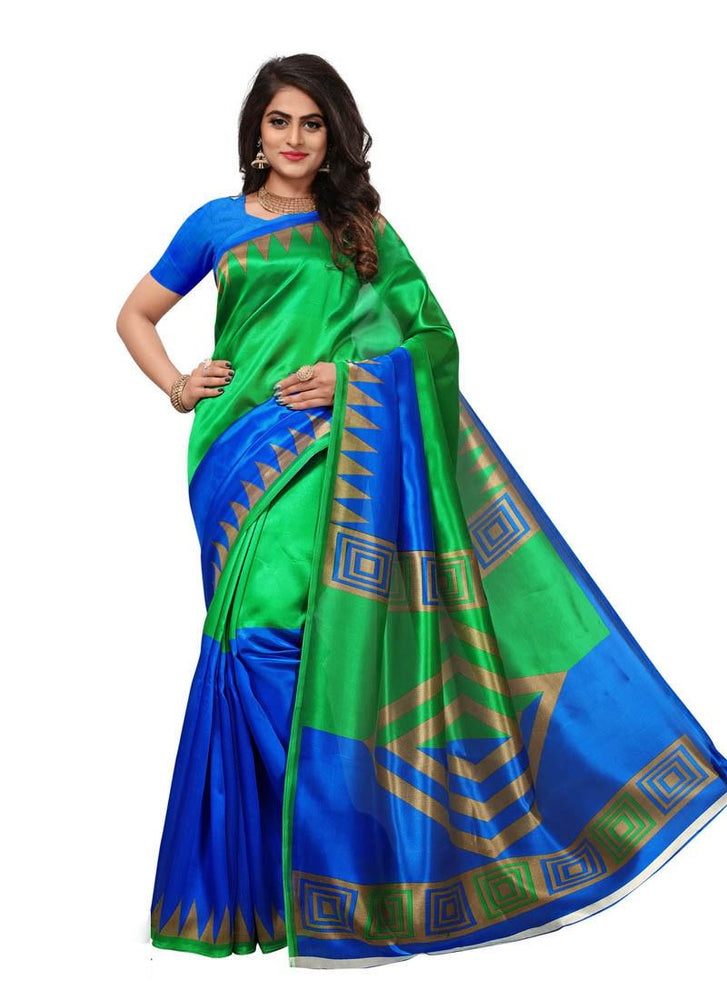 Green, Blue Color  Poly Silk Saree only in Bigswipe